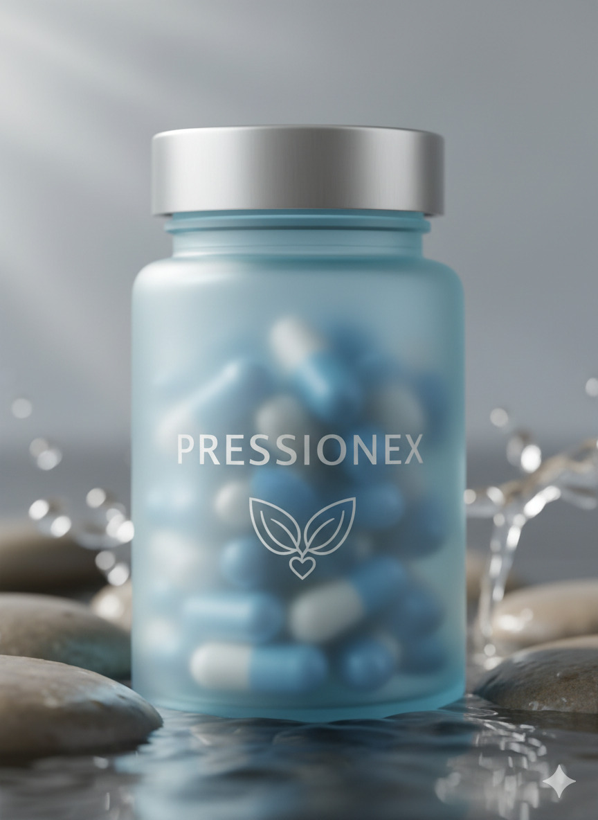 Pressionex dietary supplement bottle and box for circulatory support